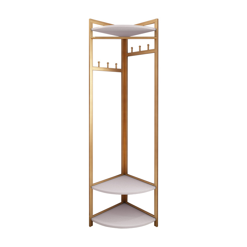 Nordic Iron Coat Rack Bedroom Floor Clothes Hanger Corner Clothes Rack Pannier Bag Simple Wooden Hanger Floor
