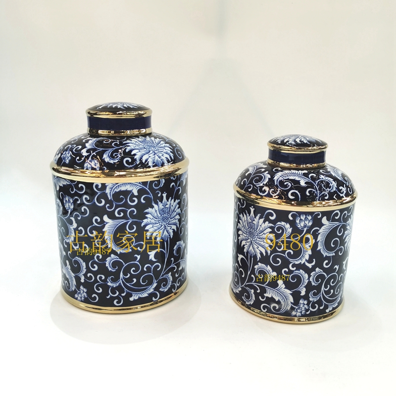 Factory Hot Selling Ceramic Crafts Creative Blue and White Porcelain Craft Ceramic Ornaments Vase