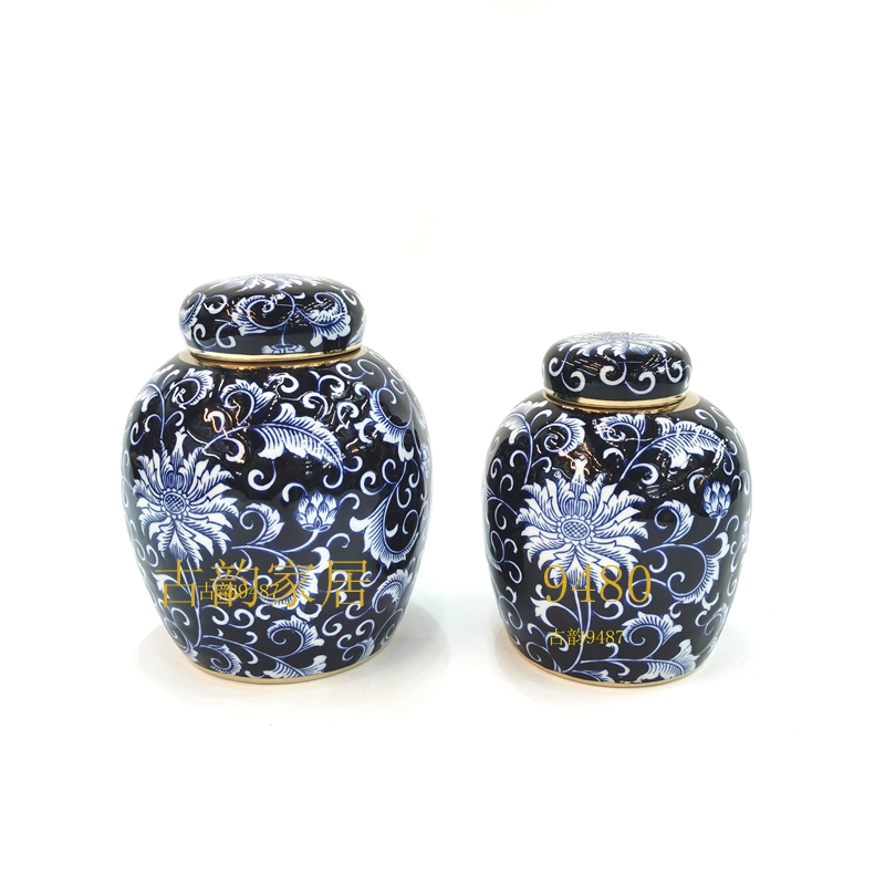 Factory Hot Selling Ceramic Crafts Creative Blue and White Porcelain Craft Ceramic Ornaments Vase
