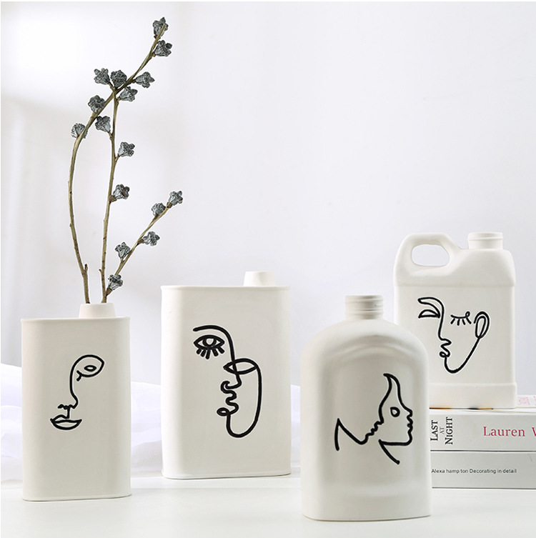 Creative European-Style White Ceramic Vase Decoration Home Ornament TV Cabinet Decoration Porcelain craft Creative European-Style White Ceramic Vase Decoration Home Ornament TV Cabinet Decoration Porcelain craft
