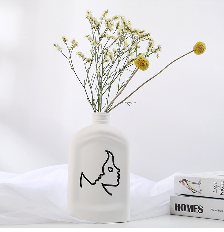 Creative European-Style White Ceramic Vase Decoration Home Ornament TV Cabinet Decoration Porcelain craft Creative European-Style White Ceramic Vase Decoration Home Ornament TV Cabinet Decoration Porcelain craft