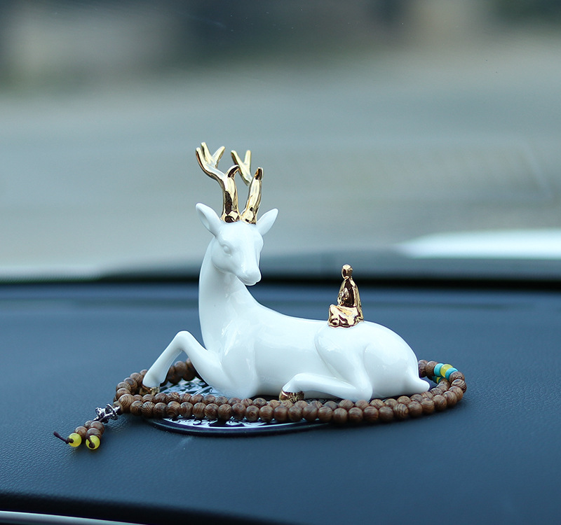 All the Way Safe inside the Car Decoration Car Decoration Deer Creative Home Living Porcelain craft