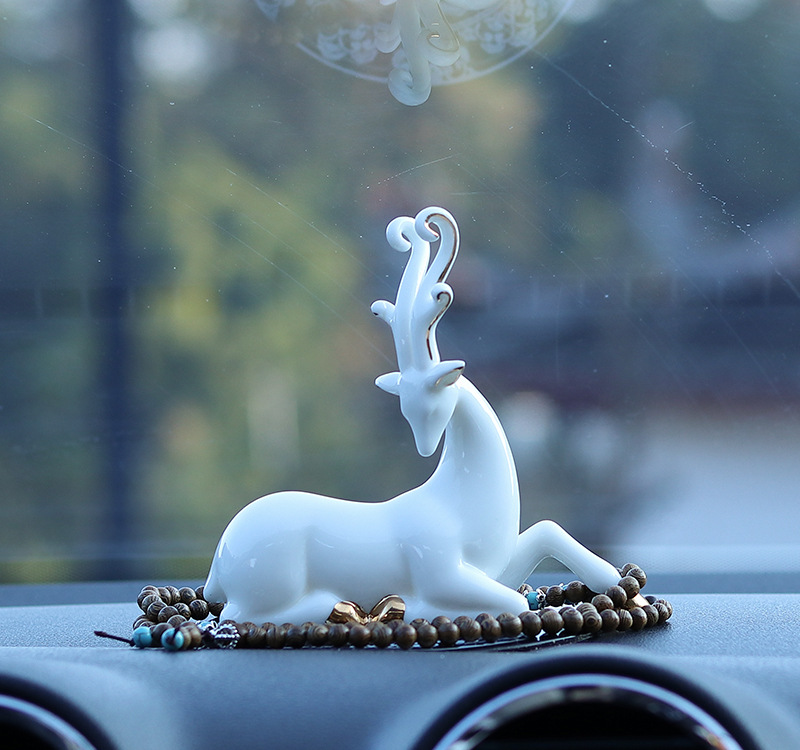 All the Way Safe inside the Car Decoration Car Decoration Deer Creative Home Living Porcelain craft