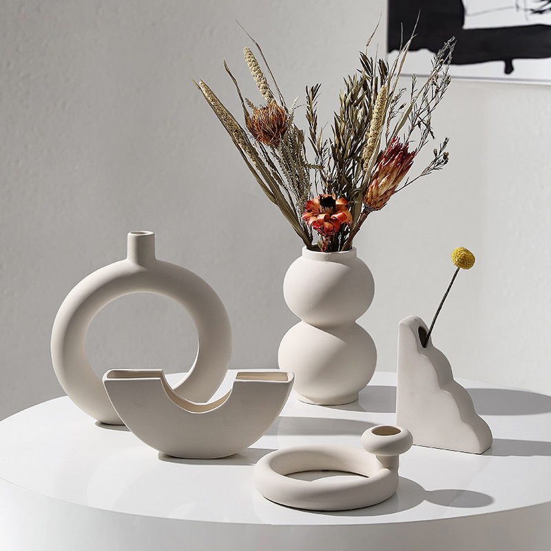 Modern Creative Ceramic Vase Decoration Living Room Wine Cabinet Flower Arrangement Light Porcelain craft