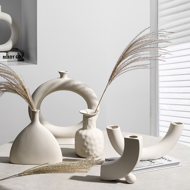 Modern Creative Ceramic Vase Decoration Living Room Wine Cabinet Flower Arrangement Light Porcelain craft