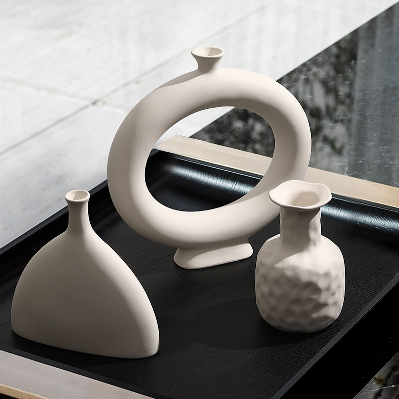 Modern Creative Ceramic Vase Decoration Living Room Wine Cabinet Flower Arrangement Light Porcelain craft