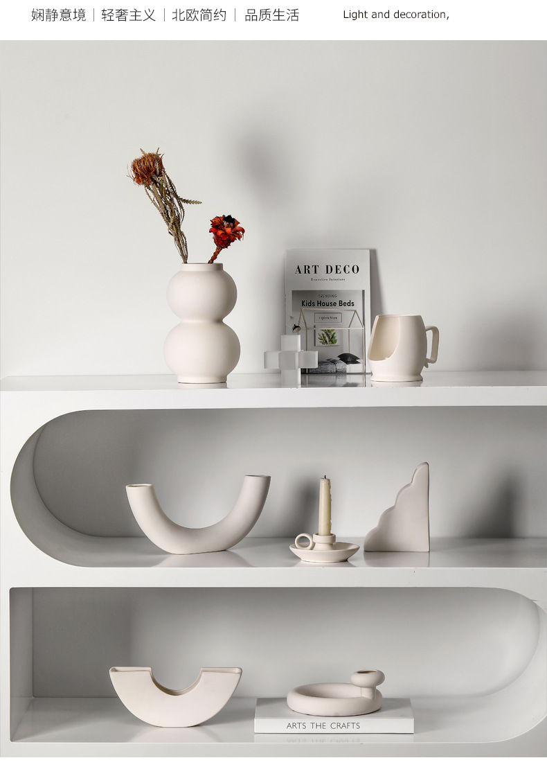 Modern Creative Ceramic Vase Decoration Living Room Wine Cabinet Flower Arrangement Light Porcelain craft Modern Creative Ceramic Vase Decoration Living Room Wine Cabinet Flower Arrangement Light Porcelain craft