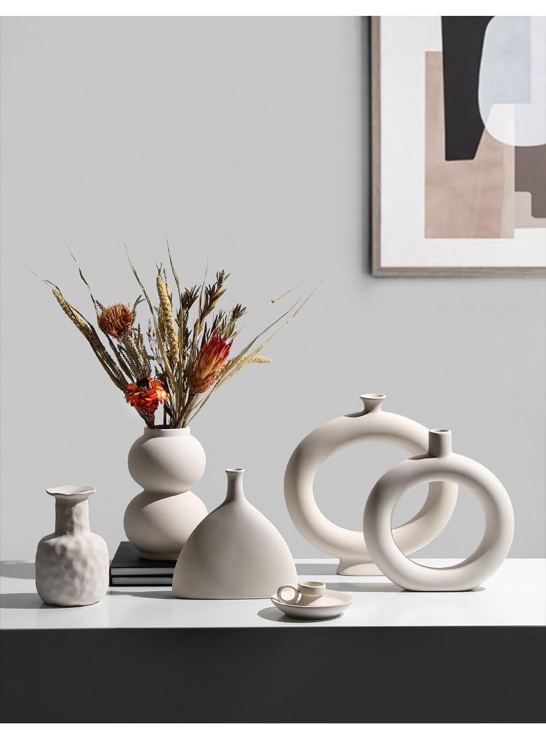 Modern Creative Ceramic Vase Decoration Living Room Wine Cabinet Flower Arrangement Light Porcelain craft Modern Creative Ceramic Vase Decoration Living Room Wine Cabinet Flower Arrangement Light Porcelain craft