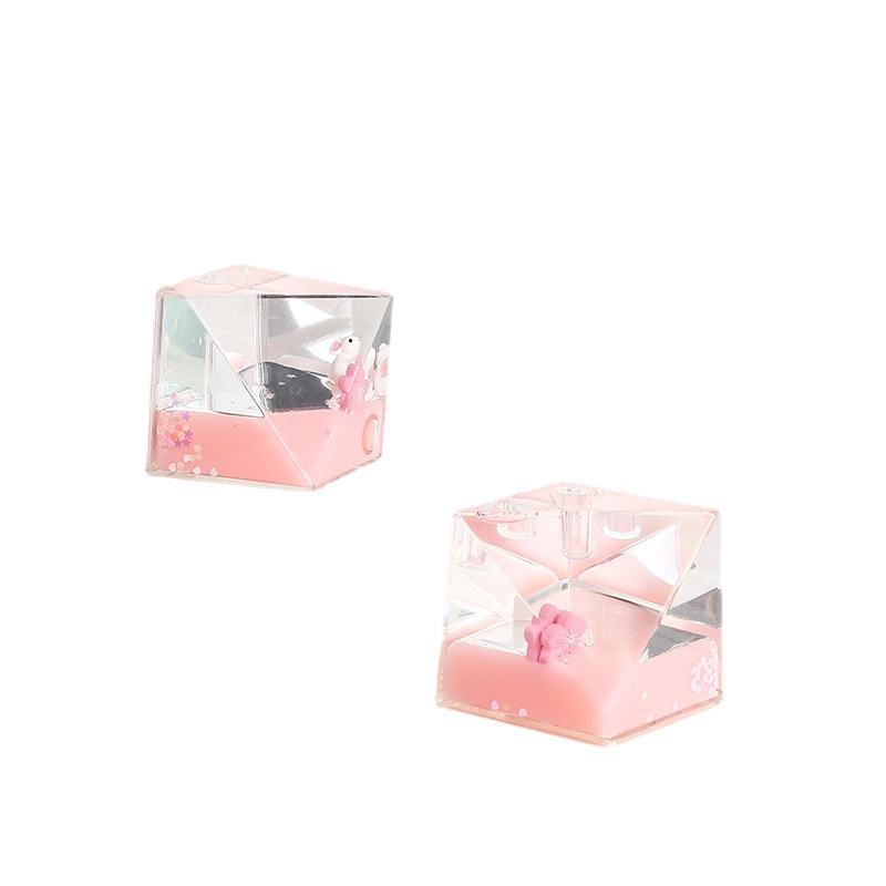 Creative Pink Rabbit Floating Doll Acrylic Crystal Crafts Ornaments Desk Decoration Student Gifts