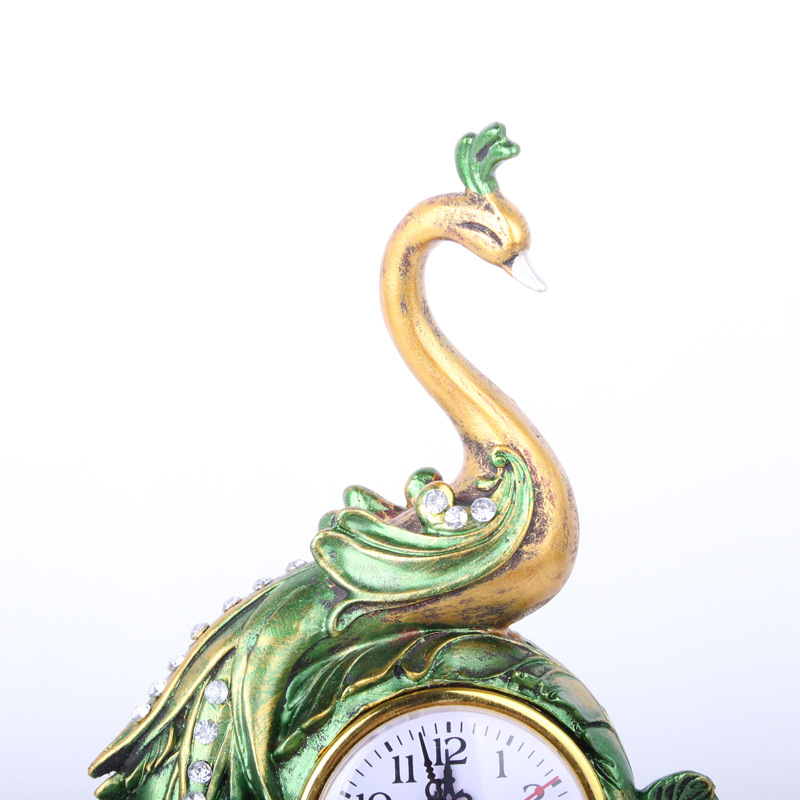 &#034;Wholesale Custom&#034; Resin Crafts European Style Peacock Clock Creative Gifts Home Ornament