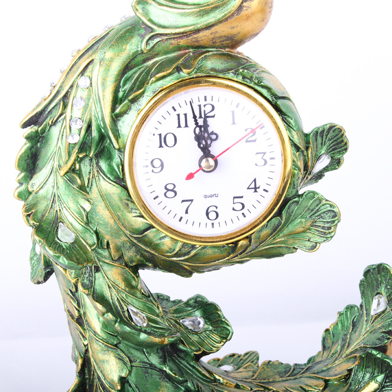 &#034;Wholesale Custom&#034; Resin Crafts European Style Peacock Clock Creative Gifts Home Ornament