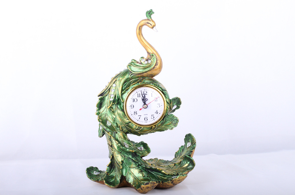 "Wholesale Custom" Resin Crafts European Style Peacock Clock Creative Gifts Home Ornament "Wholesale Custom" Resin Crafts European Style Peacock Clock Creative Gifts Home Ornament