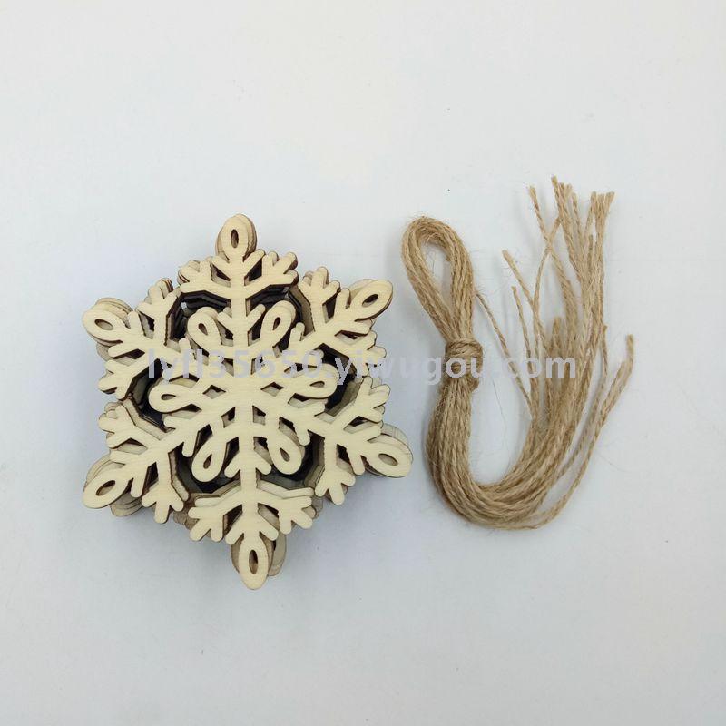 Wood crafts laser hollowed-out wood carving Christmas snowflake Christmas decoration materials.
