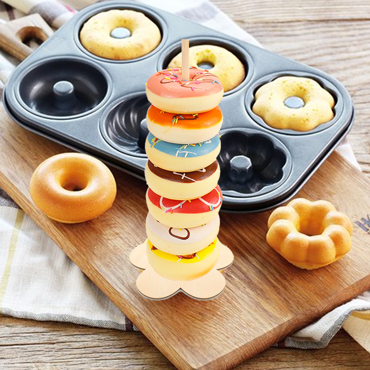 Wooden Donut Shelf Wedding Supplies Decoration Birthday Party Decoration Baby Wood crafts Wooden Donut Shelf Wedding Supplies Decoration Birthday Party Decoration Baby Wood crafts