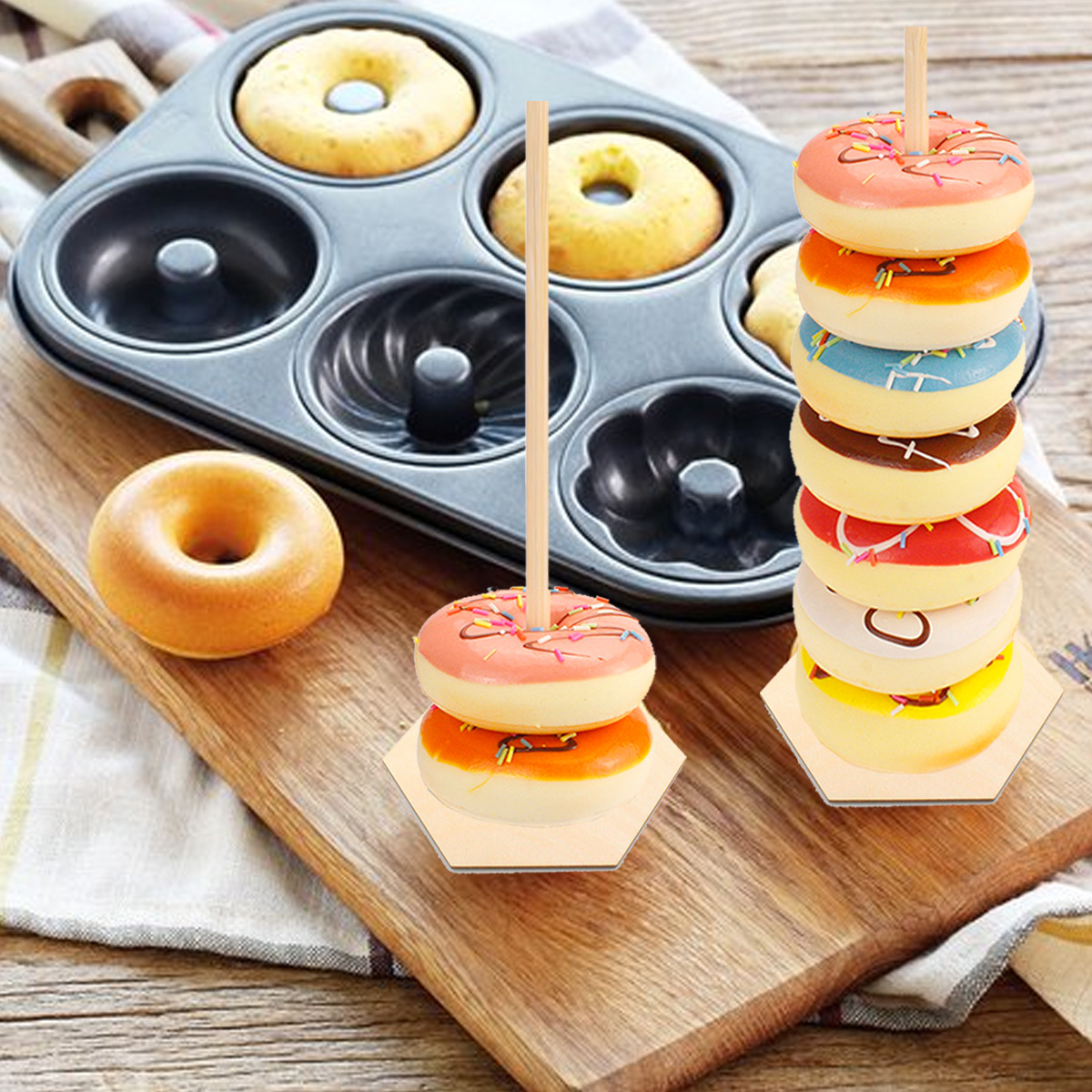 Wooden Donut Shelf Wedding Supplies Decoration Birthday Party Decoration Baby Wood crafts Wooden Donut Shelf Wedding Supplies Decoration Birthday Party Decoration Baby Wood crafts
