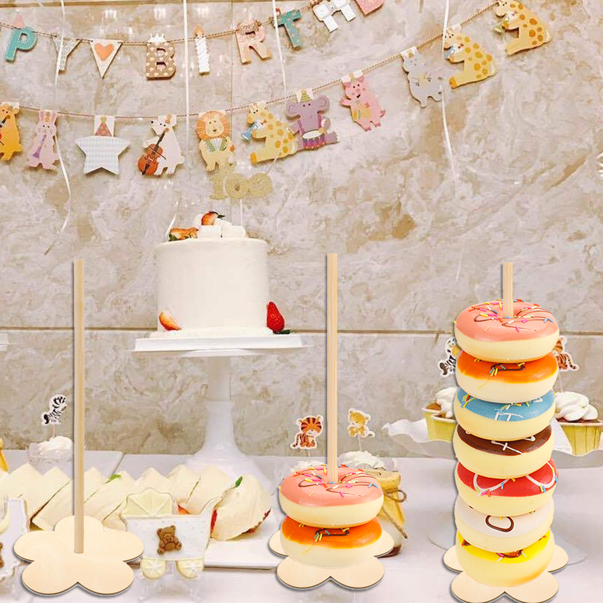 Wooden Donut Shelf Wedding Supplies Decoration Birthday Party Decoration Baby Wood crafts Wooden Donut Shelf Wedding Supplies Decoration Birthday Party Decoration Baby Wood crafts