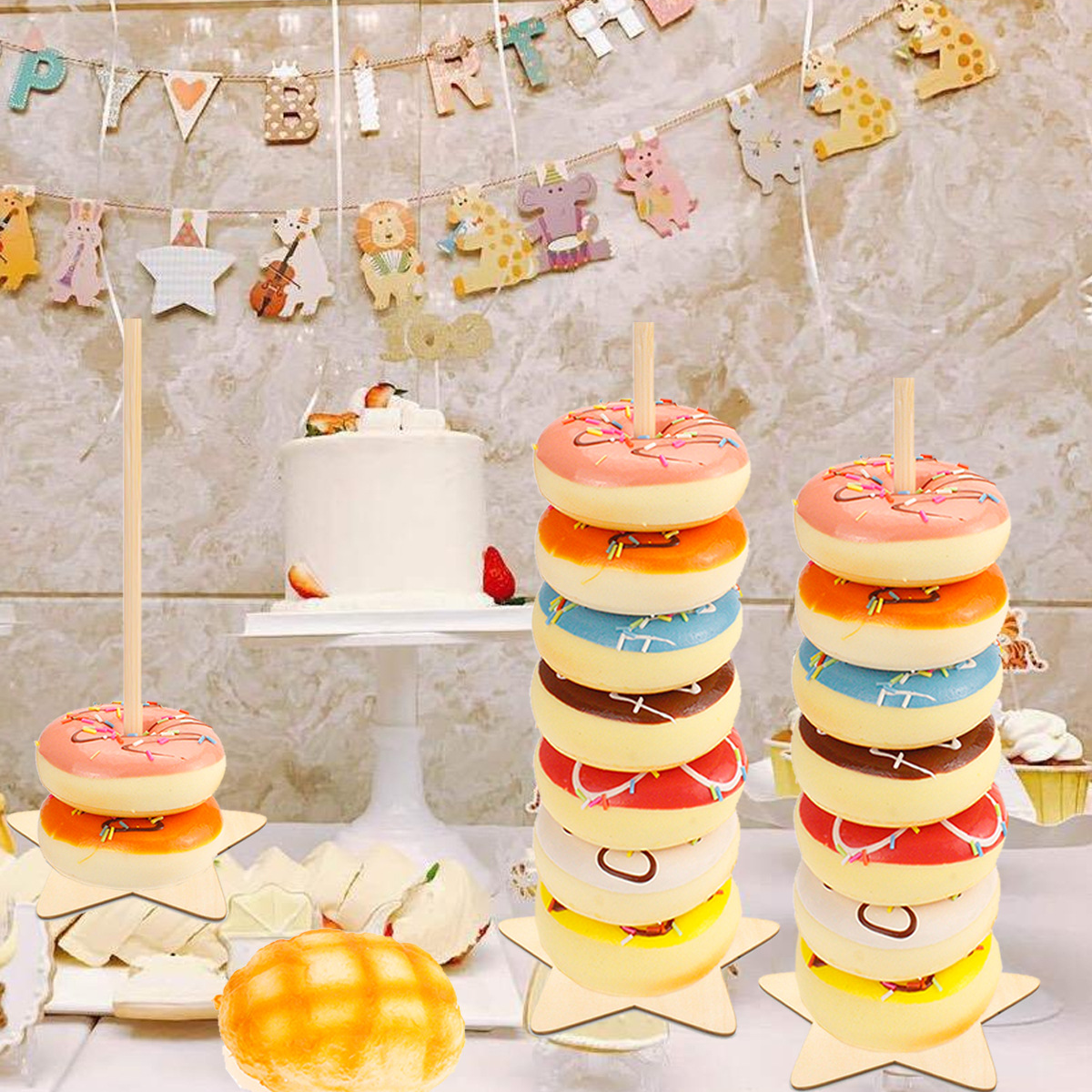 Wooden Donut Shelf Wedding Supplies Decoration Birthday Party Decoration Baby Wood crafts Wooden Donut Shelf Wedding Supplies Decoration Birthday Party Decoration Baby Wood crafts
