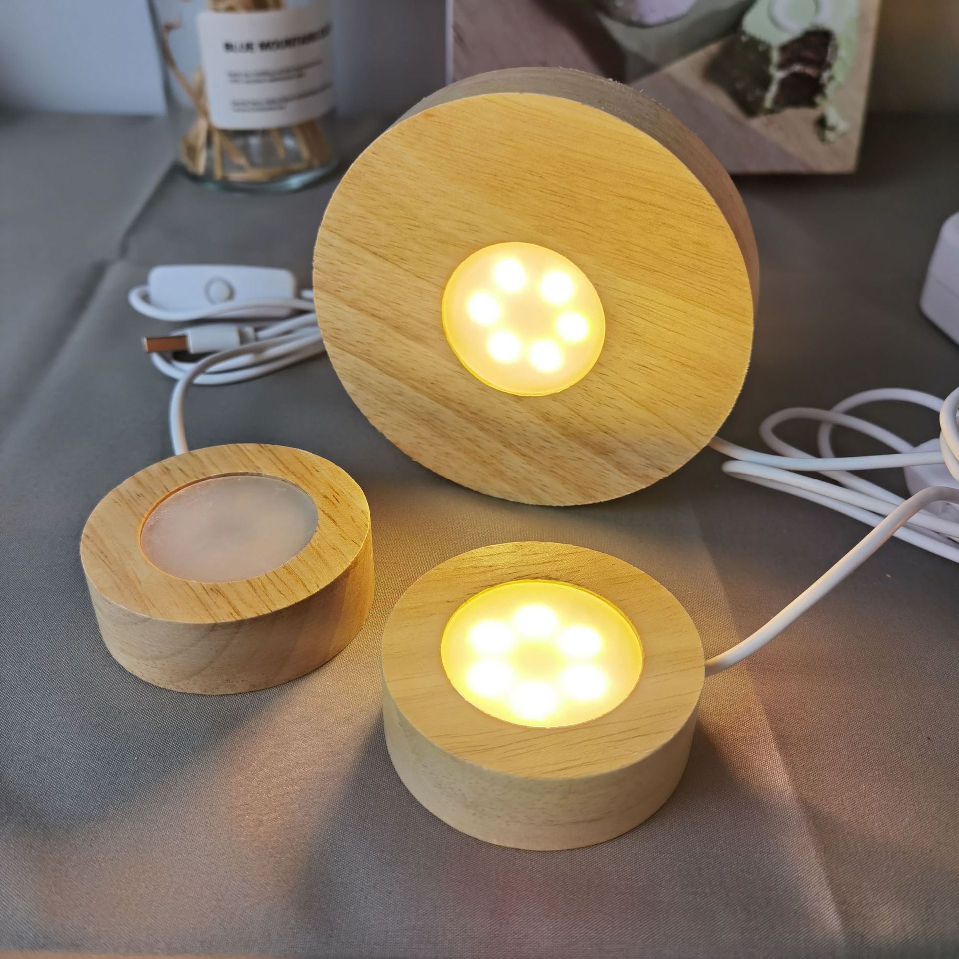 Solid Wood Small Night Lamp Led Holder Wooden Crystal Crafts Decoration Colorful USBCrystal Crafts Solid Wood Small Night Lamp Led Holder Wooden Crystal Crafts Decoration Colorful USBCrystal Crafts