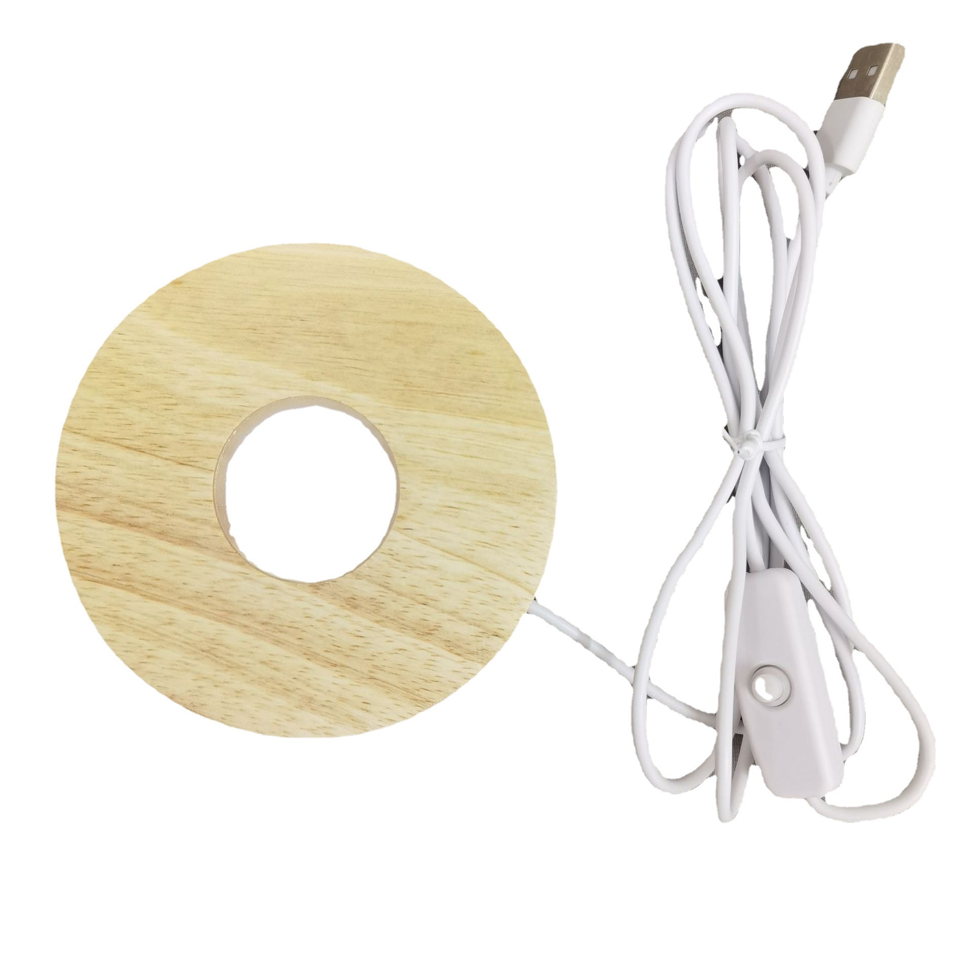 Solid Wood Small Night Lamp Led Holder Wooden Crystal Crafts Decoration Colorful USBCrystal Crafts