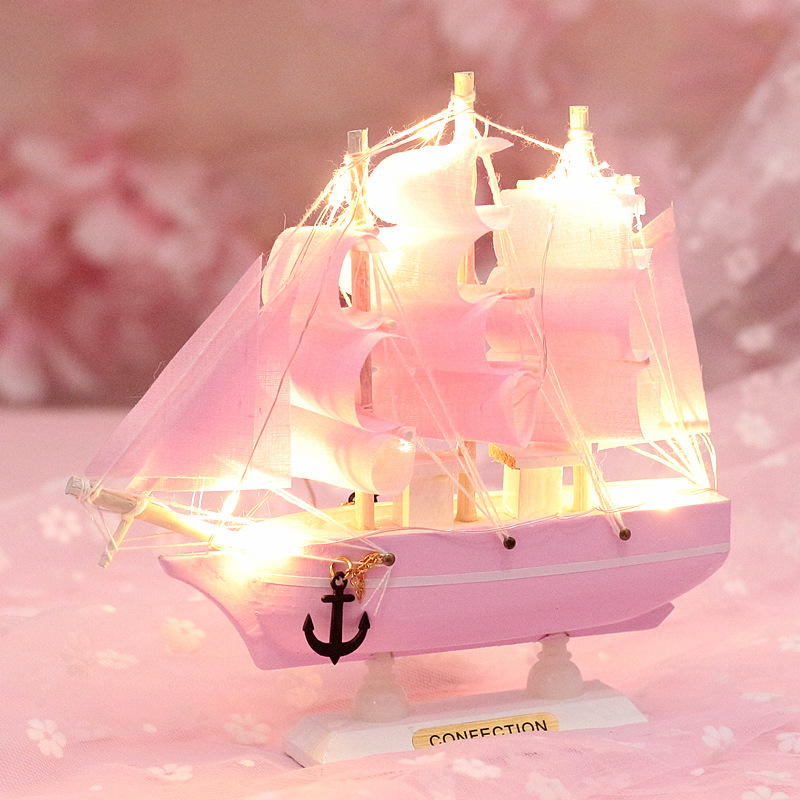 Wood crafts Chain Sailing Wooden Ship Model Living Room Partition Decoration Room Table Decorations