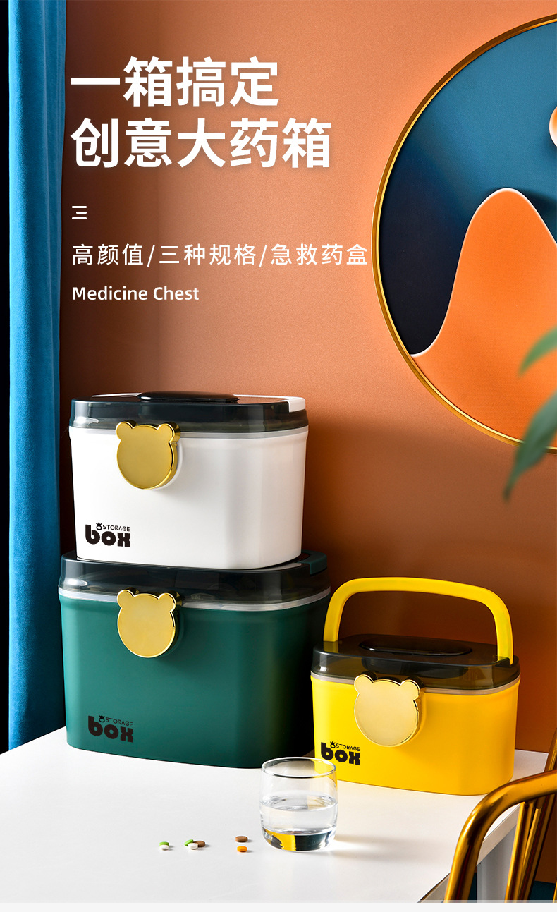 Bear Family Pack First Aid Home Large Capacity Box Medicine Storage Box Large Children's Cute Pill Box Bear Family Pack First Aid Home Large Capacity Box Medicine Storage Box Large Children's Cute Pill Box