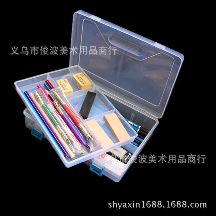 Xin Yami large transparent pencil box accessories double drug storage box
