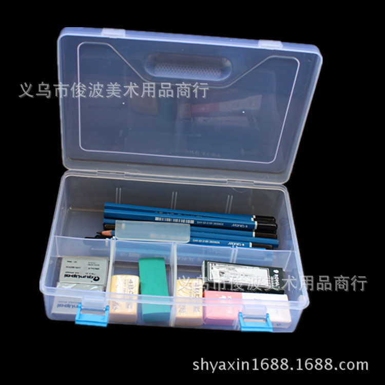 Xin Yami large transparent pencil box accessories double drug storage box