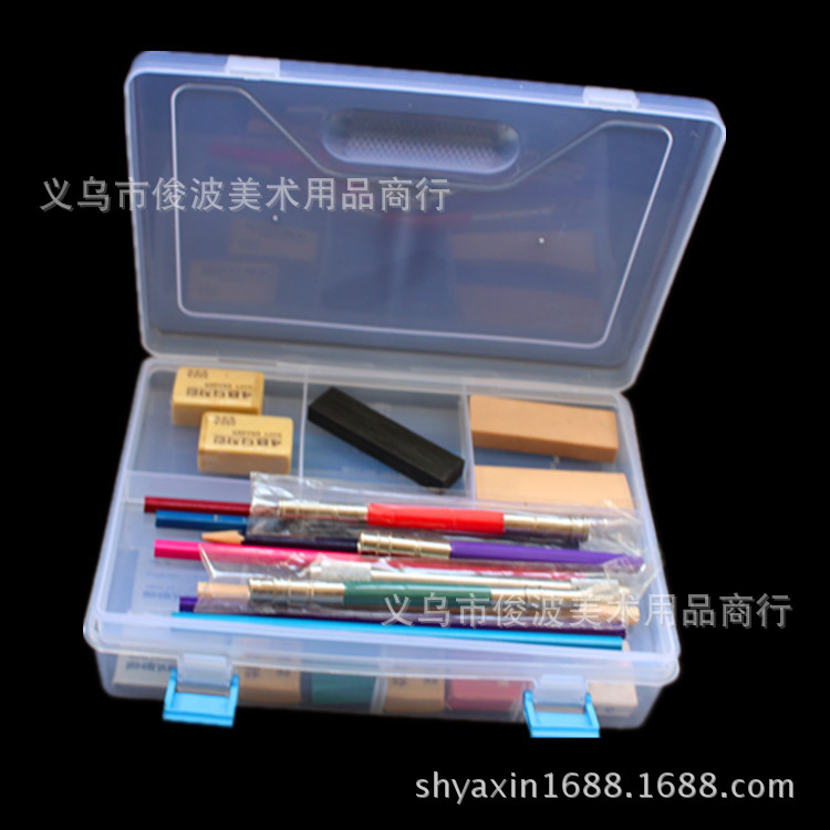 Xin Yami large transparent pencil box accessories double drug storage box