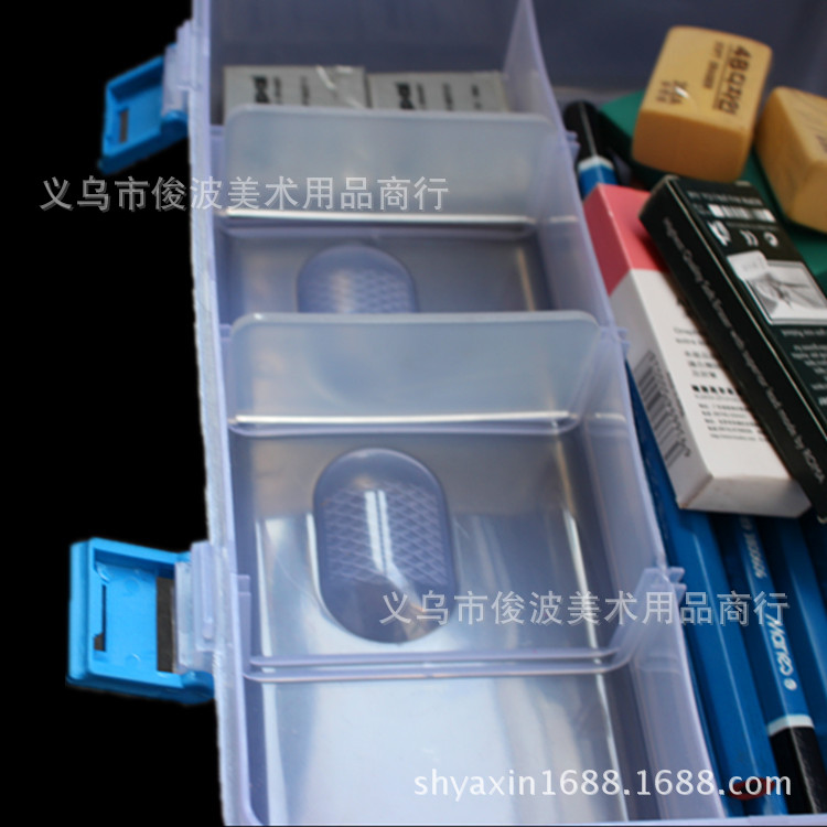 Xin Yami large transparent pencil box accessories double drug storage box