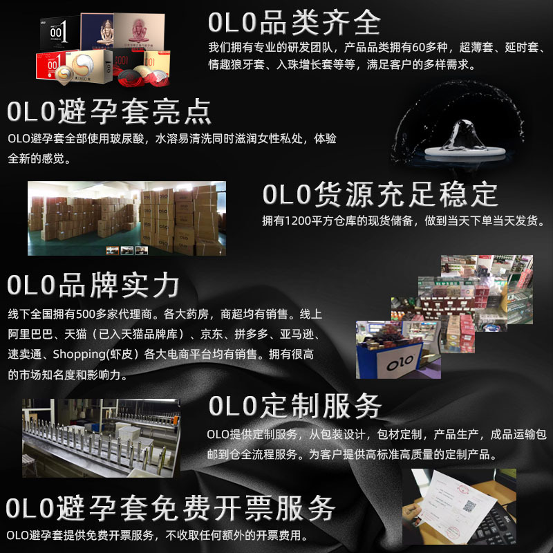 Olo Ultra-Thin Hyaluronic Acid Condom Long-Lasting Condom for Women Safty Belt Cover 001 Adult Sex Sex Product OEM