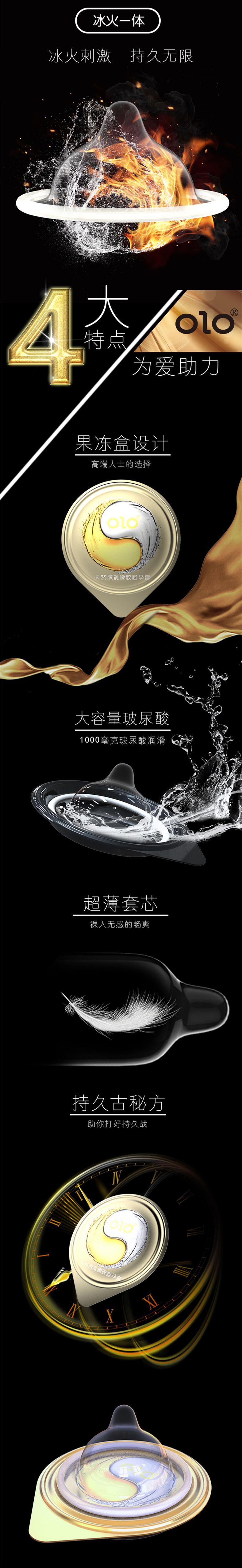 Olo Ultra-Thin Hyaluronic Acid Condom Long-Lasting Condom for Women Safty Belt Cover 001 Adult Sex Sex Product OEM