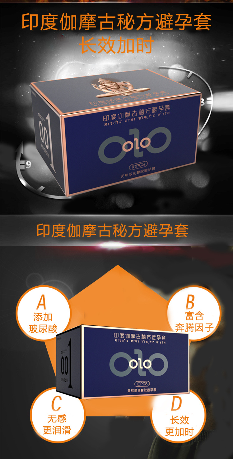 Olo Ultra-Thin Hyaluronic Acid Condom Long-Lasting Condom for Women Safty Belt Cover 001 Adult Sex Sex Product OEM