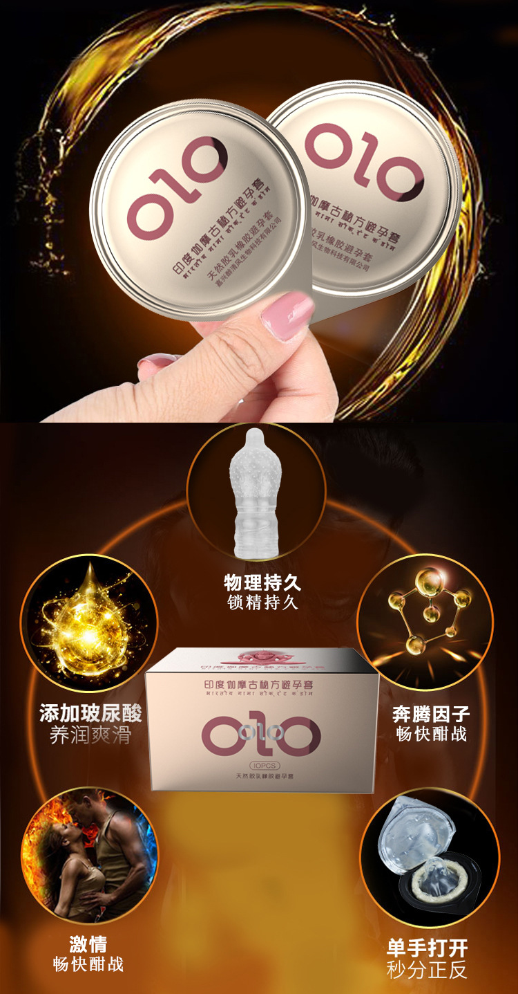 Olo Ultra-Thin Hyaluronic Acid Condom Long-Lasting Condom for Women Safty Belt Cover 001 Adult Sex Sex Product OEM