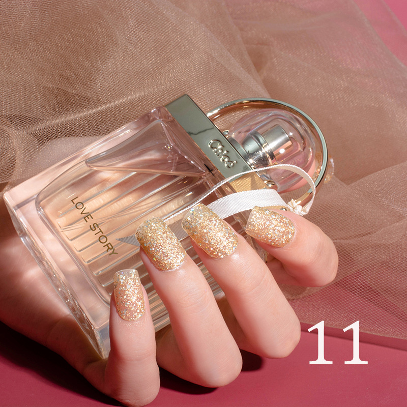 15ml Glitter Nail Polish 12 Color Nail Polish Set Baking-Free Transparent Color Nail Polish Factory Direct Sales
