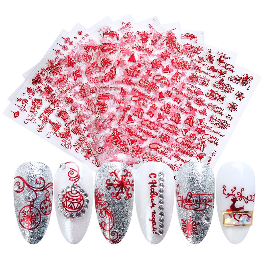 2019 Cross-Border New Manicure 3D Adhesive Sticker Red Gold Christmas English Letter Nail Fashion Decal Ins 2019 Cross-Border New Manicure 3D Adhesive Sticker Red Gold Christmas English Letter Nail Fashion Decal Ins