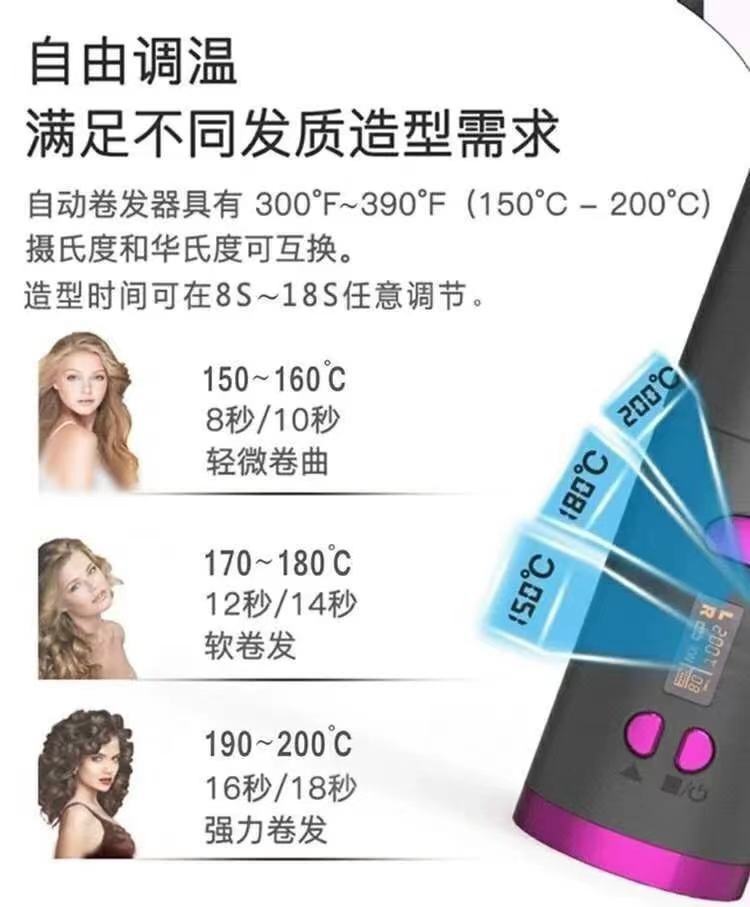 Cross-Border Portable USB Charging Automatic Curler Multi-Function Smart Wireless LCD Lazy Hair Curler Manufacturer
