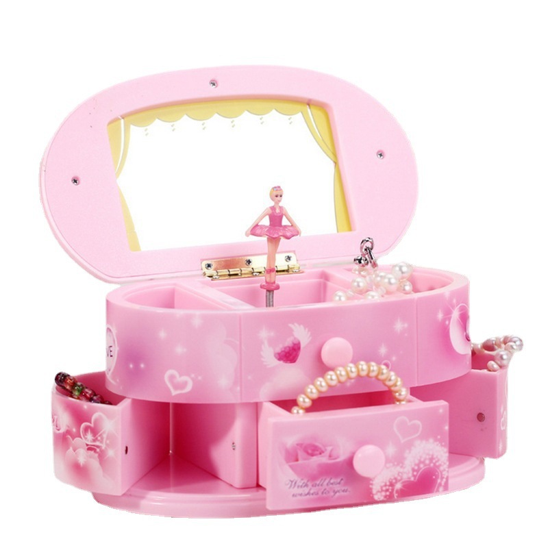 Multifunctional Makeup Mirror Music Box Rotating Dancing Ballet Girl Music Box Valentine&#039;s Day Girl Gift