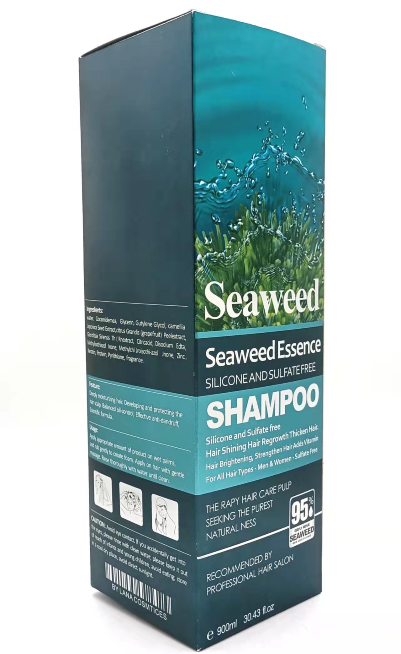 Lana SEAWEED Hair  Shampoo Soften hair, remove dandruff, relieve itching and glow 900ml