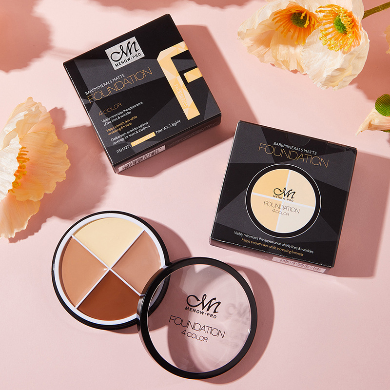 Cross-Border Makeup Menow Miele 4 Colors Foundation Concealer Strong Cover Modified Facial Spots Acne Marks Dark Circles