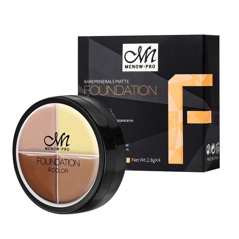 Cross-Border Makeup Menow Miele 4 Colors Foundation Concealer Strong Cover Modified Facial Spots Acne Marks Dark Circles