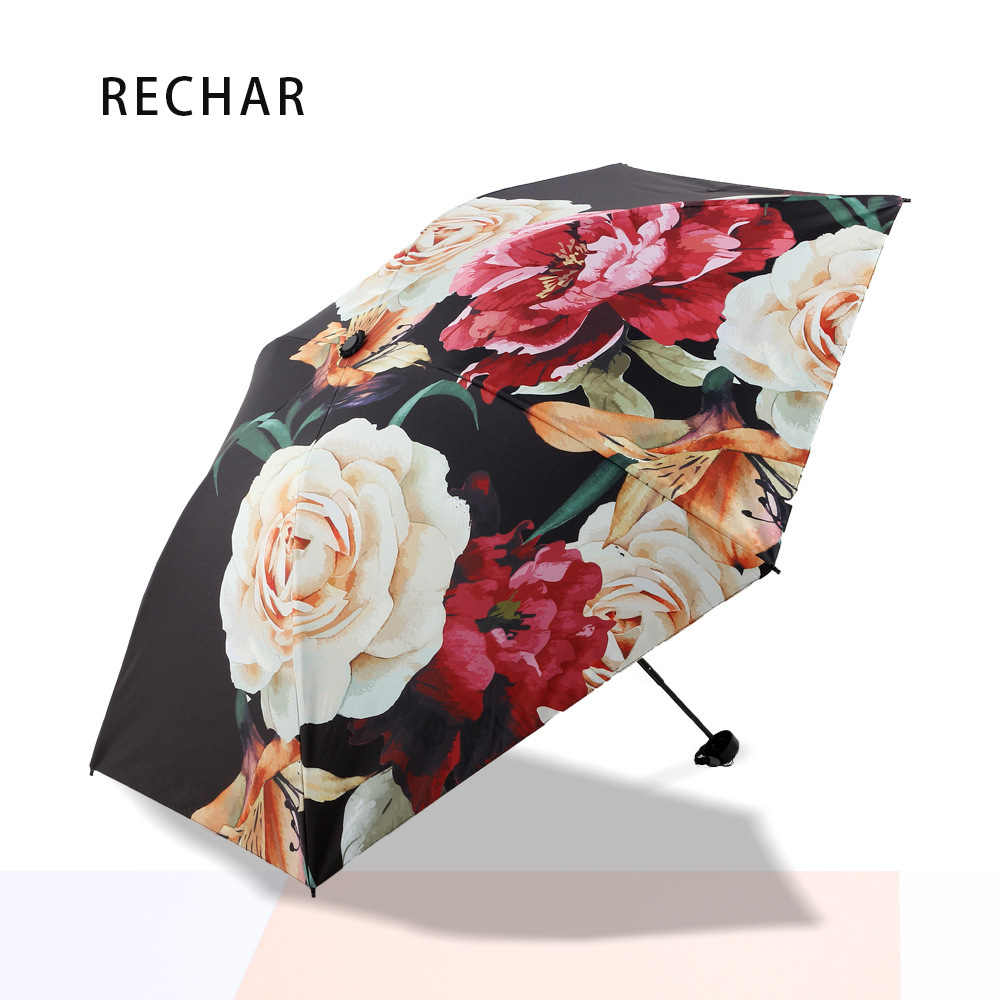 Rich Peony Easy to Open and Receive 50 Gram Umbrella Black Glue Full Shading Sunscreen Sun Umbrella Sun Umbrella