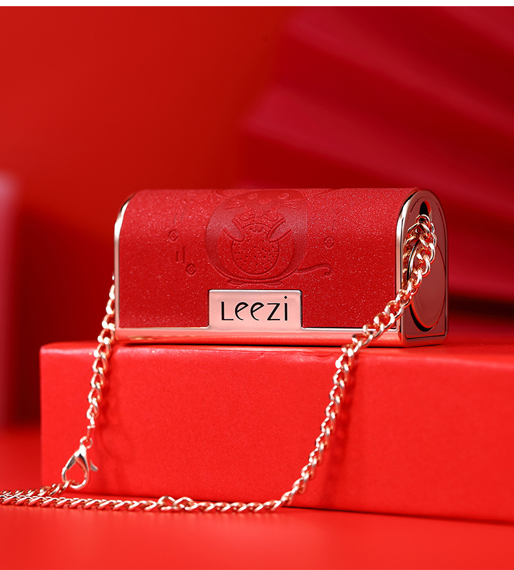Leezi/Liz 5312 small leather bag lipstick three side three color black rose lipstick moisture easy to color