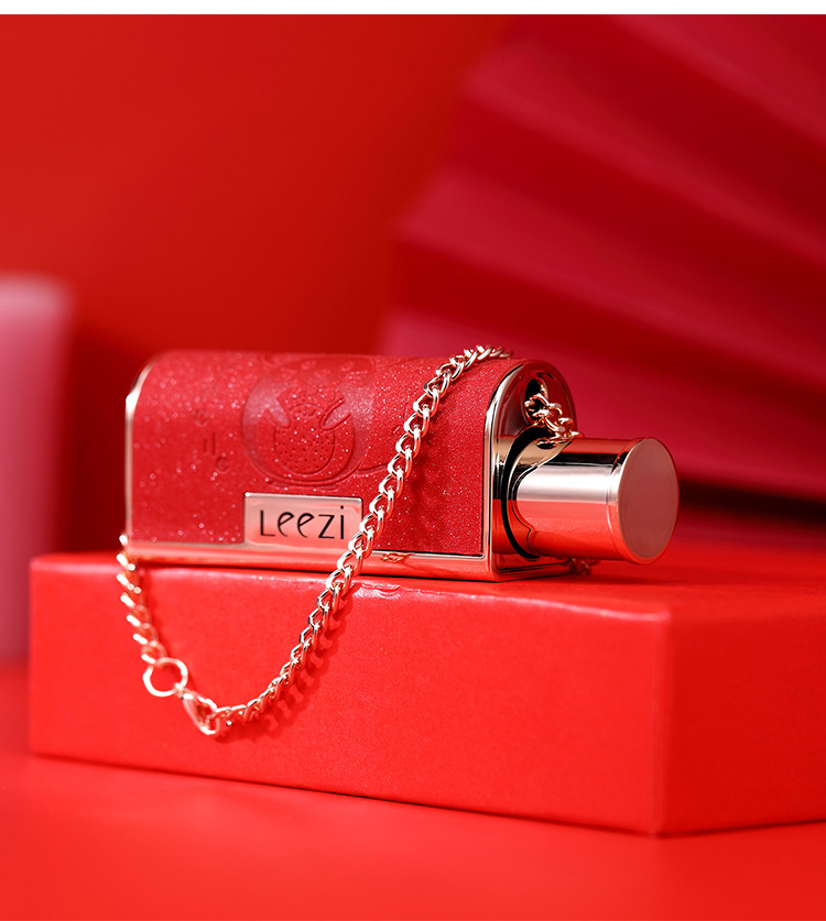 Leezi/Liz 5312 small leather bag lipstick three side three color black rose lipstick moisture easy to color