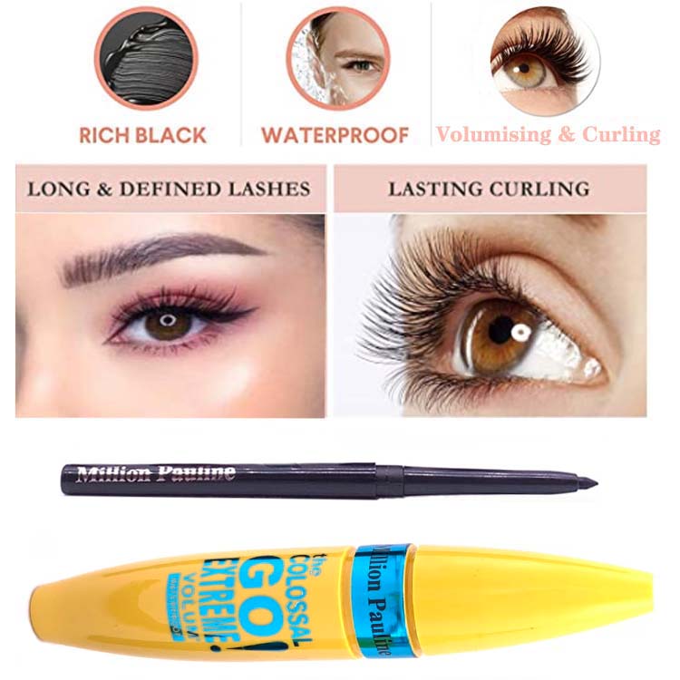 Factory sale mascara and eyeliner 2 in 1 thick curling lengthen waterproof eyelash extension enhancer