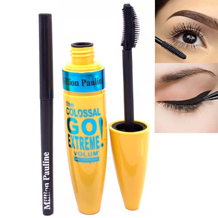 Factory sale mascara and eyeliner 2 in 1 thick curling lengthen waterproof eyelash extension enhancer