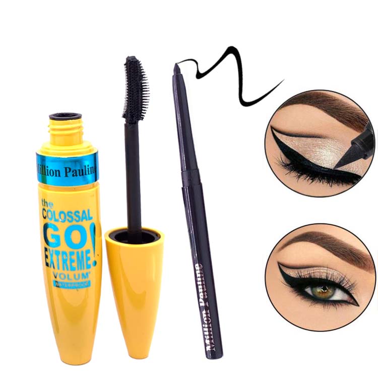 Factory sale mascara and eyeliner 2 in 1 thick curling lengthen waterproof eyelash extension enhancer