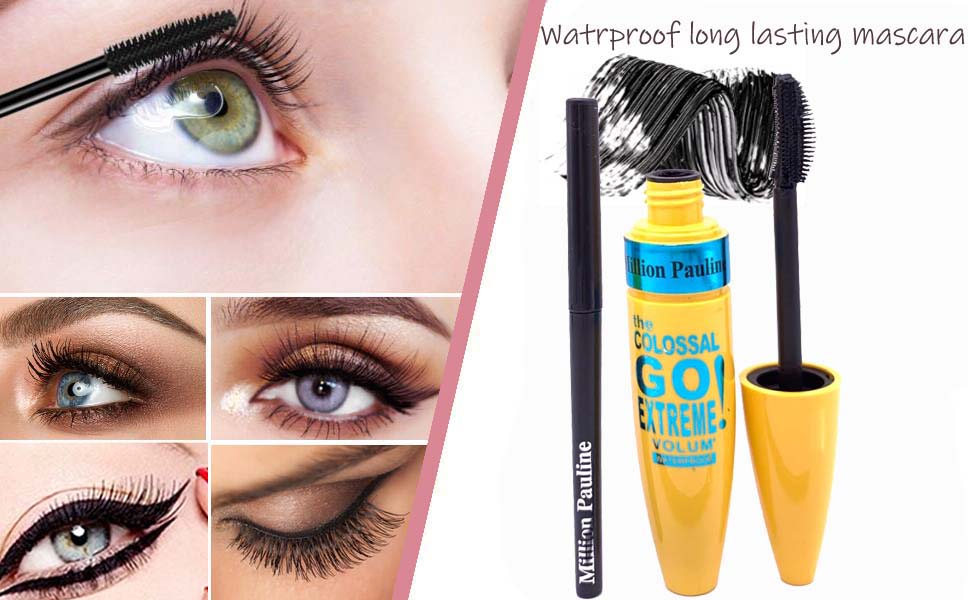 Factory sale mascara and eyeliner 2 in 1 thick curling lengthen waterproof eyelash extension enhancer