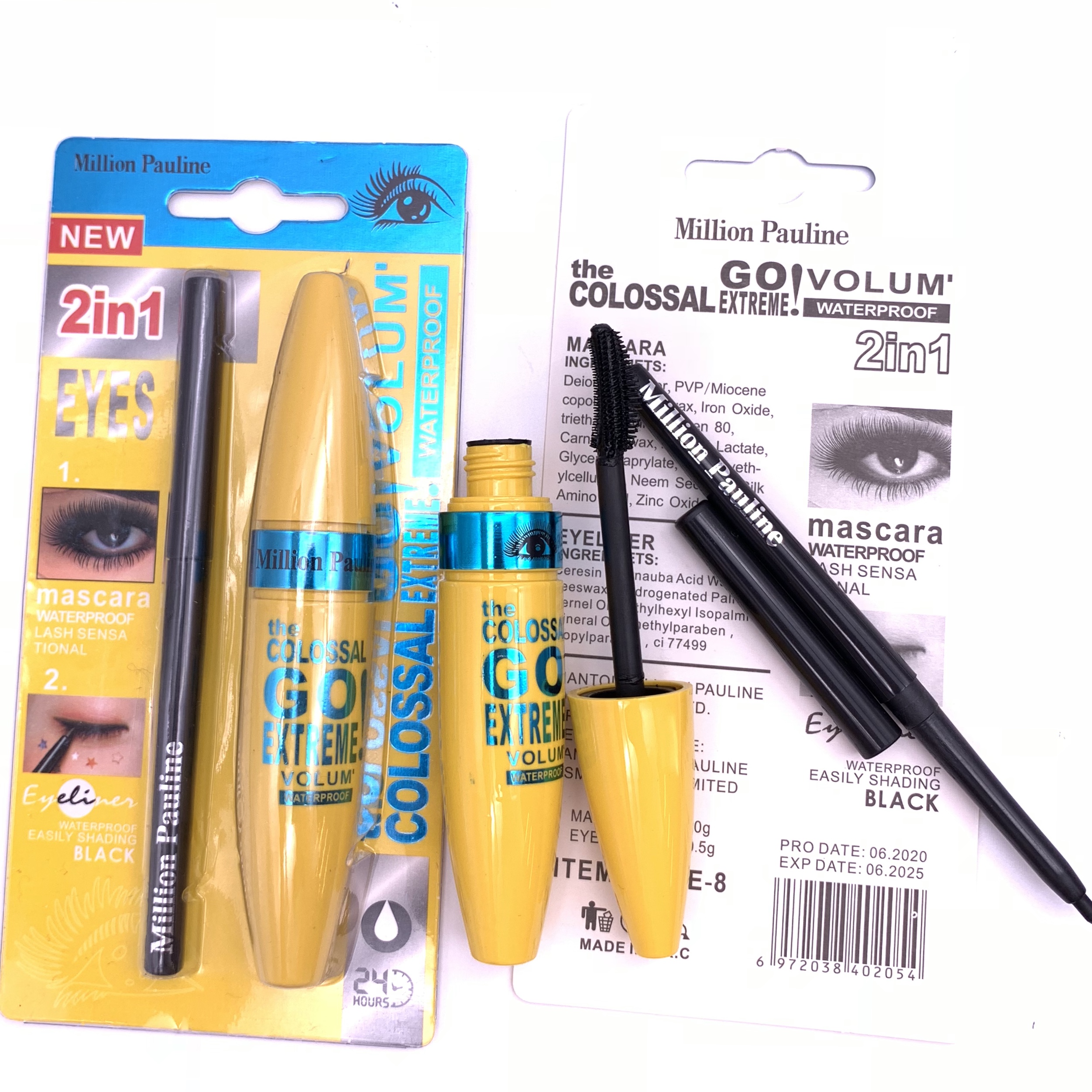 Factory sale mascara and eyeliner 2 in 1 thick curling lengthen waterproof eyelash extension enhancer