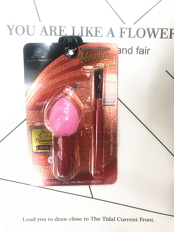 New foreign trade domestic sales cosmetics powder puff + eyebrow brush latex powder puff cosmetics brush New foreign trade domestic sales cosmetics powder puff + eyebrow brush latex powder puff cosmetics brush