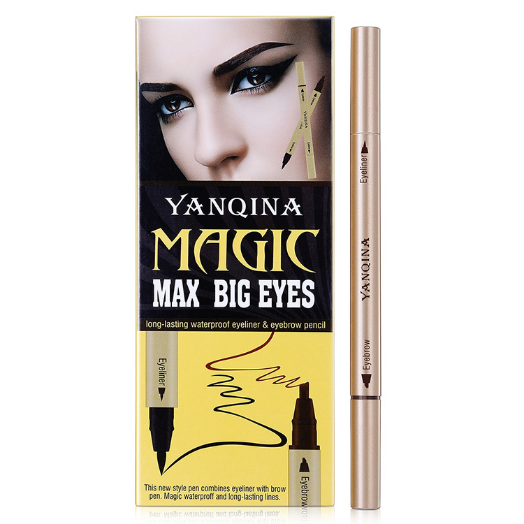 Yanqina cool black quick dry double - head eyeliner waterproof not dye multi - color liquid eyeliner makeup